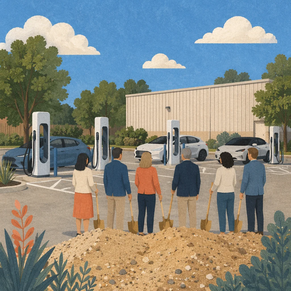 Community EV Charging Station Groundbreaking Scene