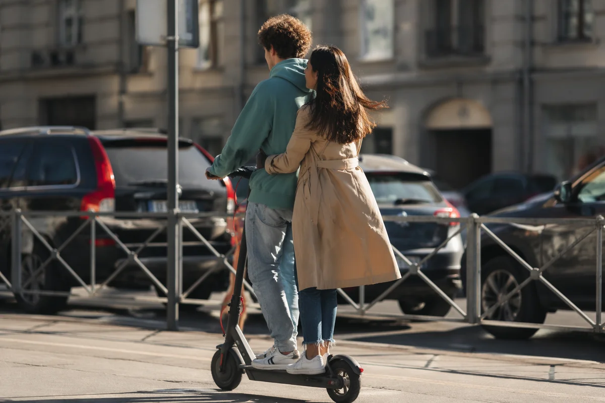Urban Electric Scooter Commute at Sunset