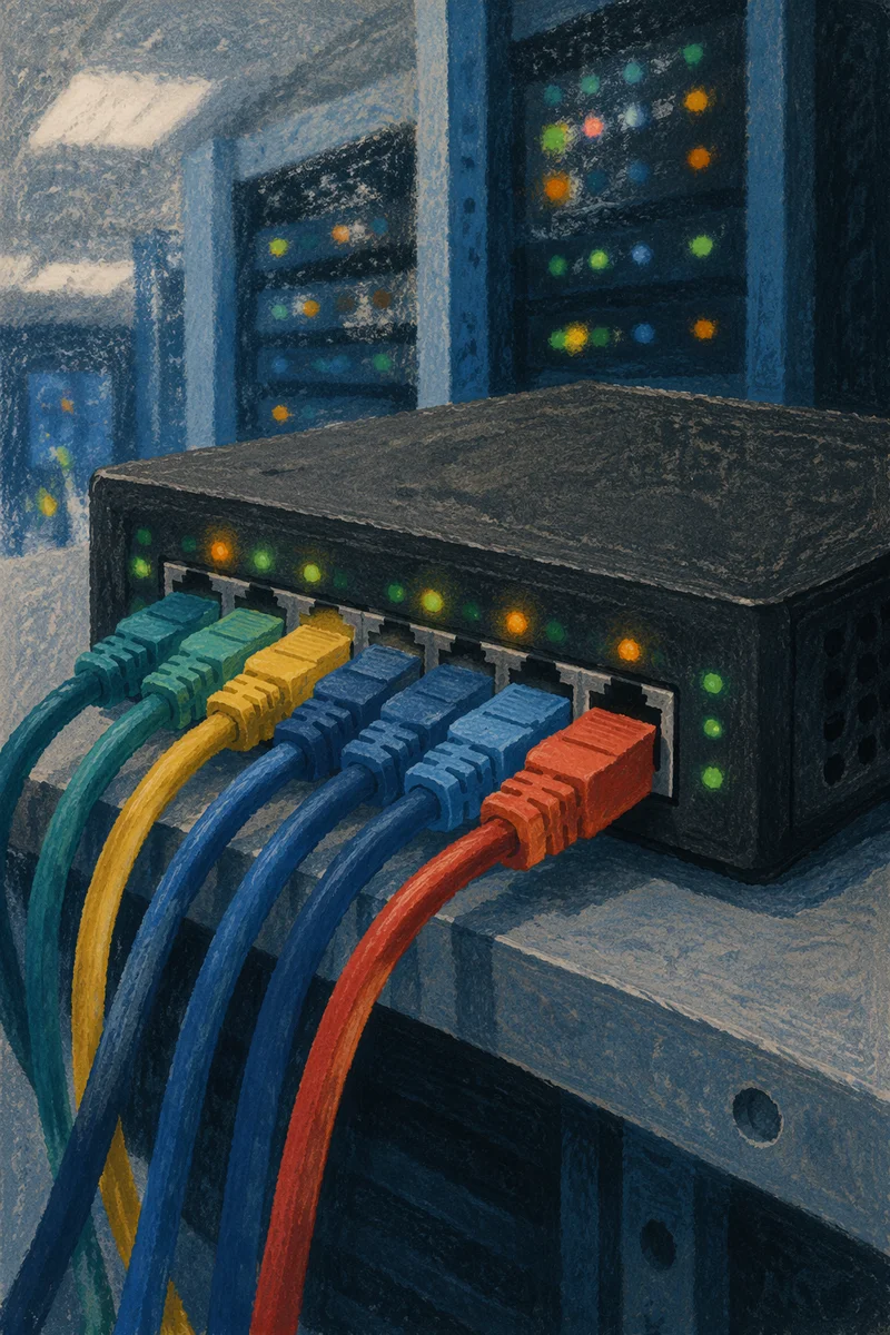 Ethernet Cables Connected to Network Router