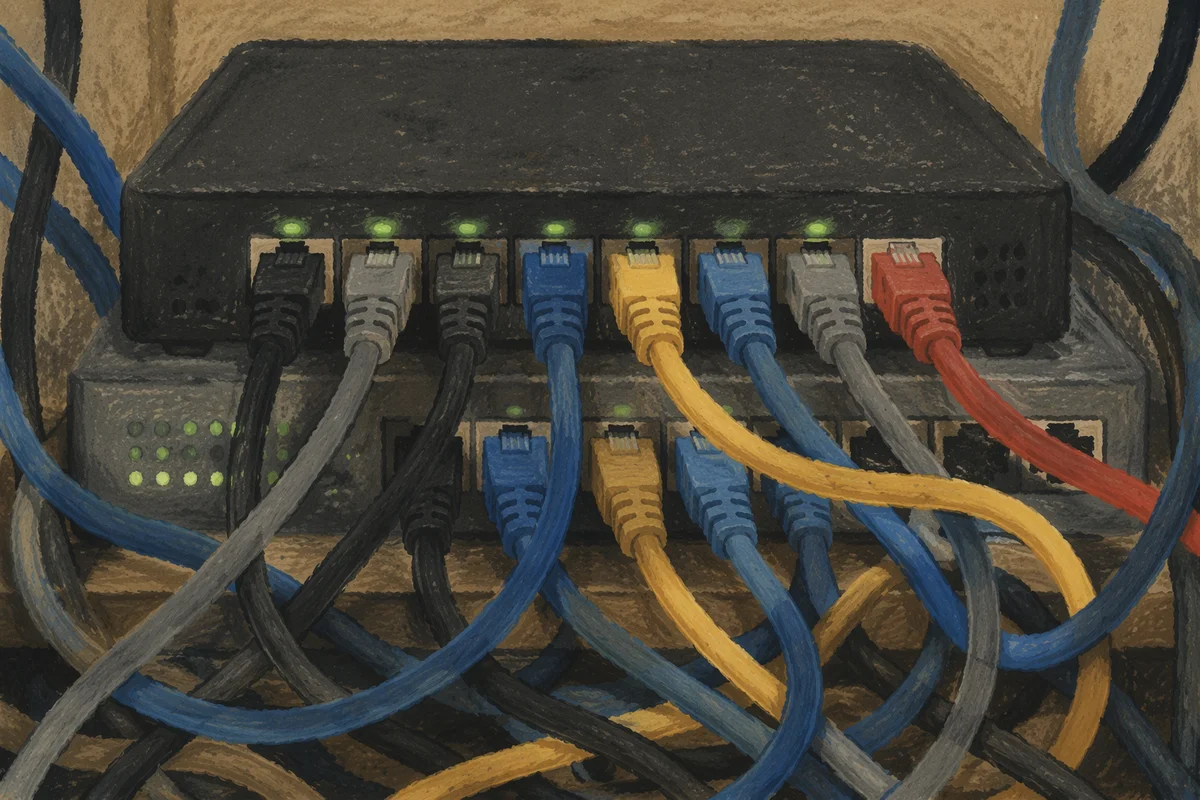 Ethernet Cables Connected to Network Router