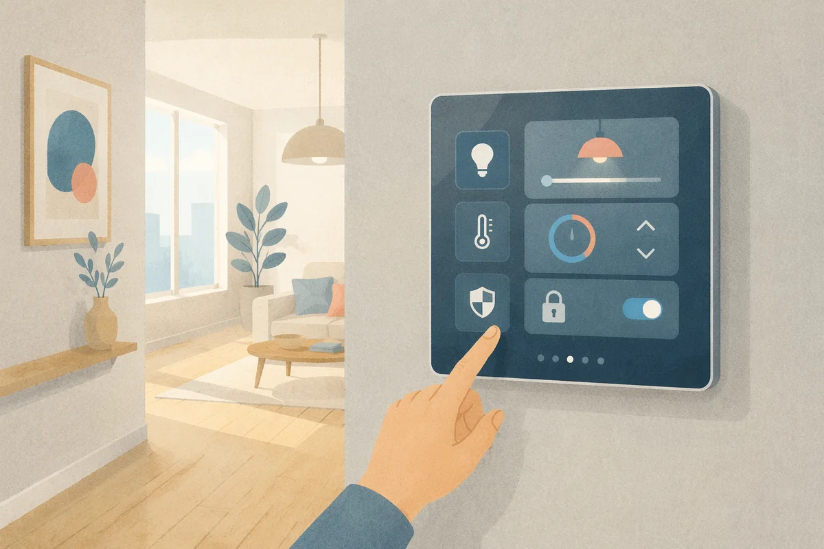 Smart Home Control Panel on Hallway Wall