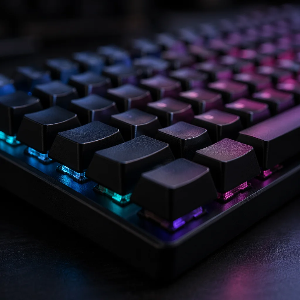 RGB Mechanical Keyboard Macro Close Up