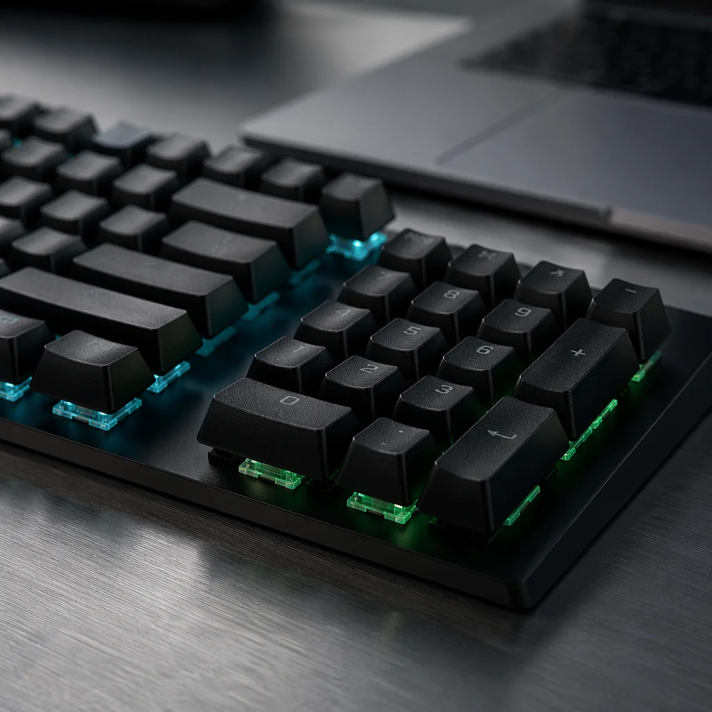 RGB Mechanical Keyboard Macro Workspace Close Up