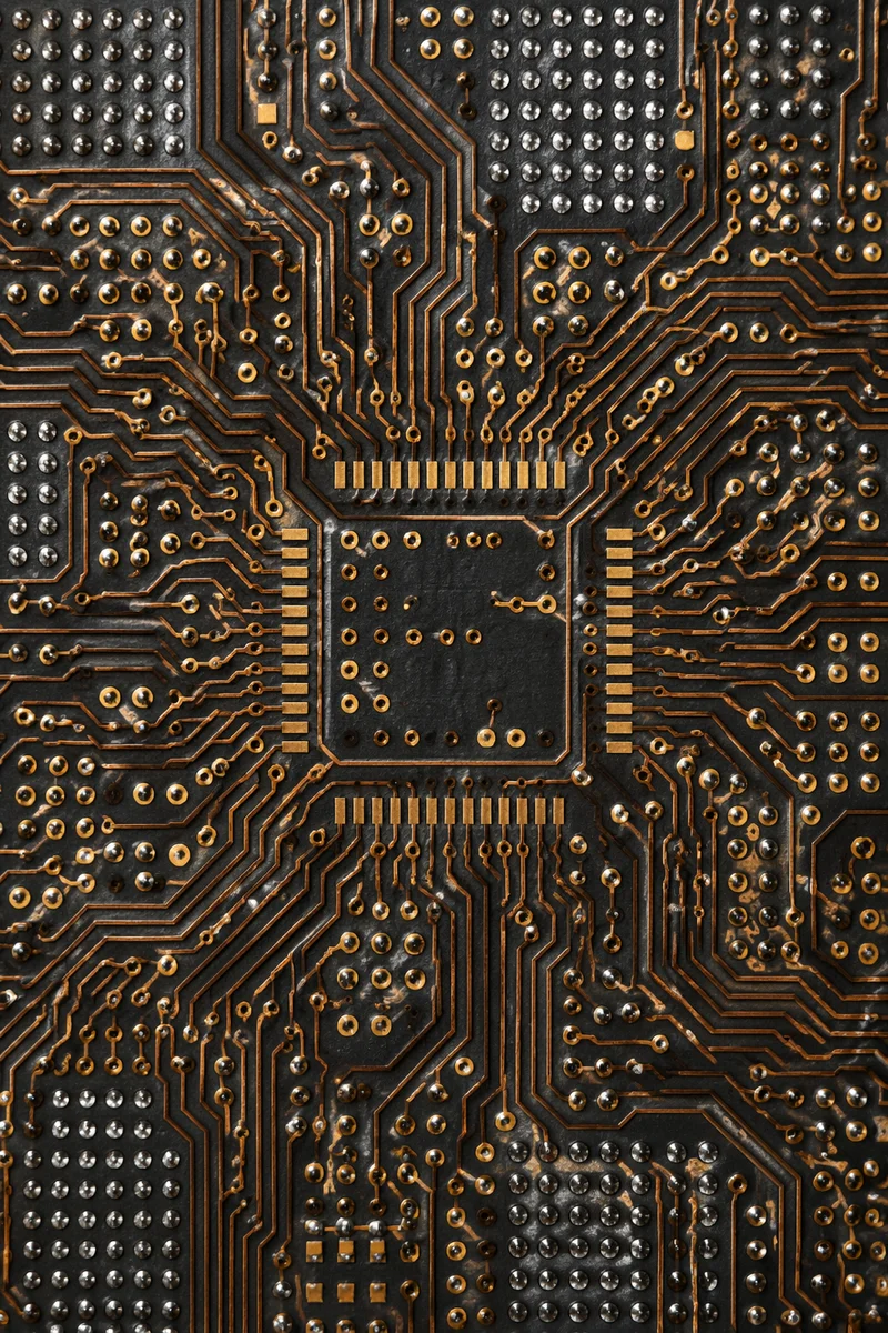 Macro Microchip Circuit Board Detail