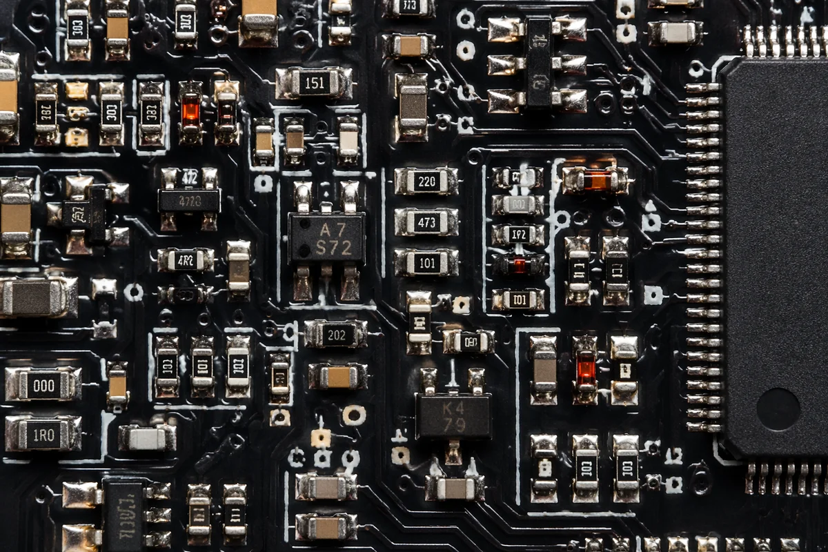 Macro Microchip Detail on Circuit Board