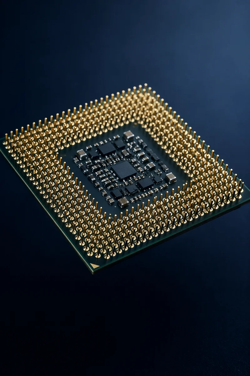 Photorealistic Macro Microchip Technology Detail