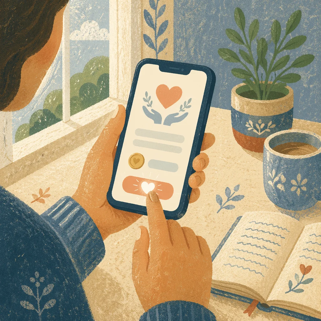 Online Giving App on Phone at Home
