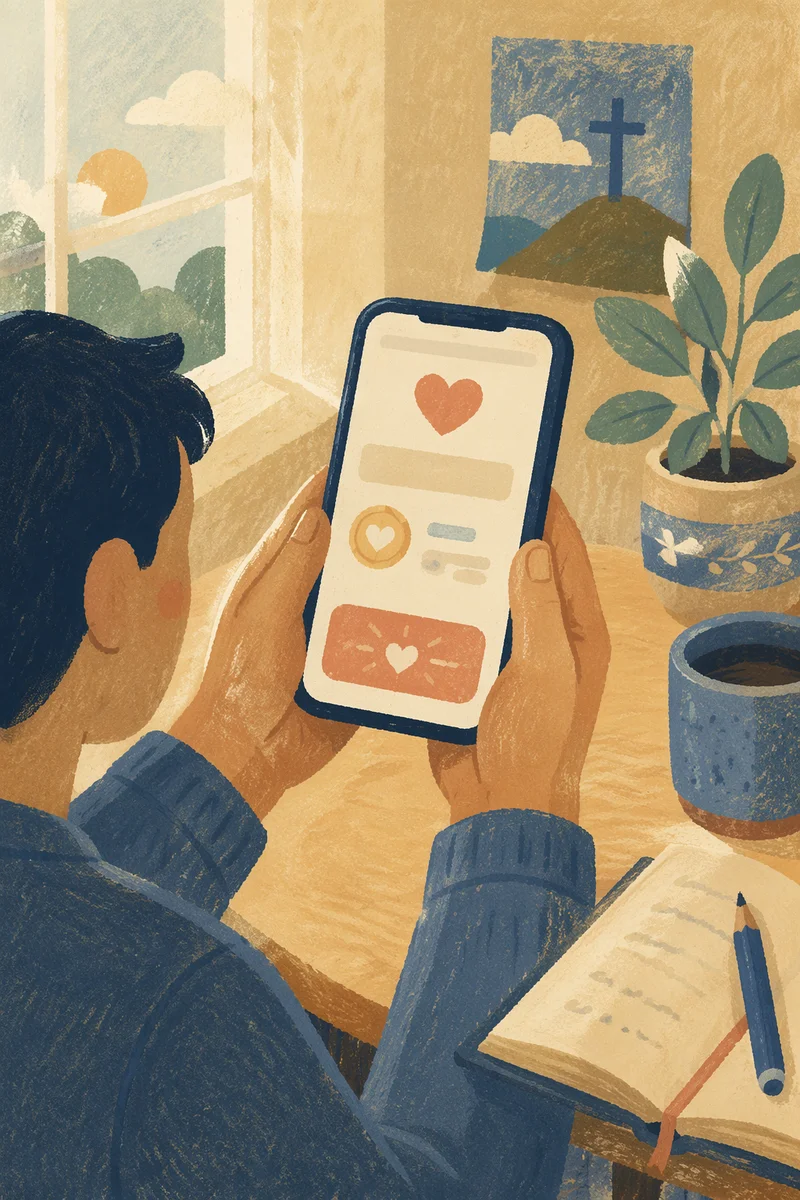 Online Giving App on Smartphone at Home