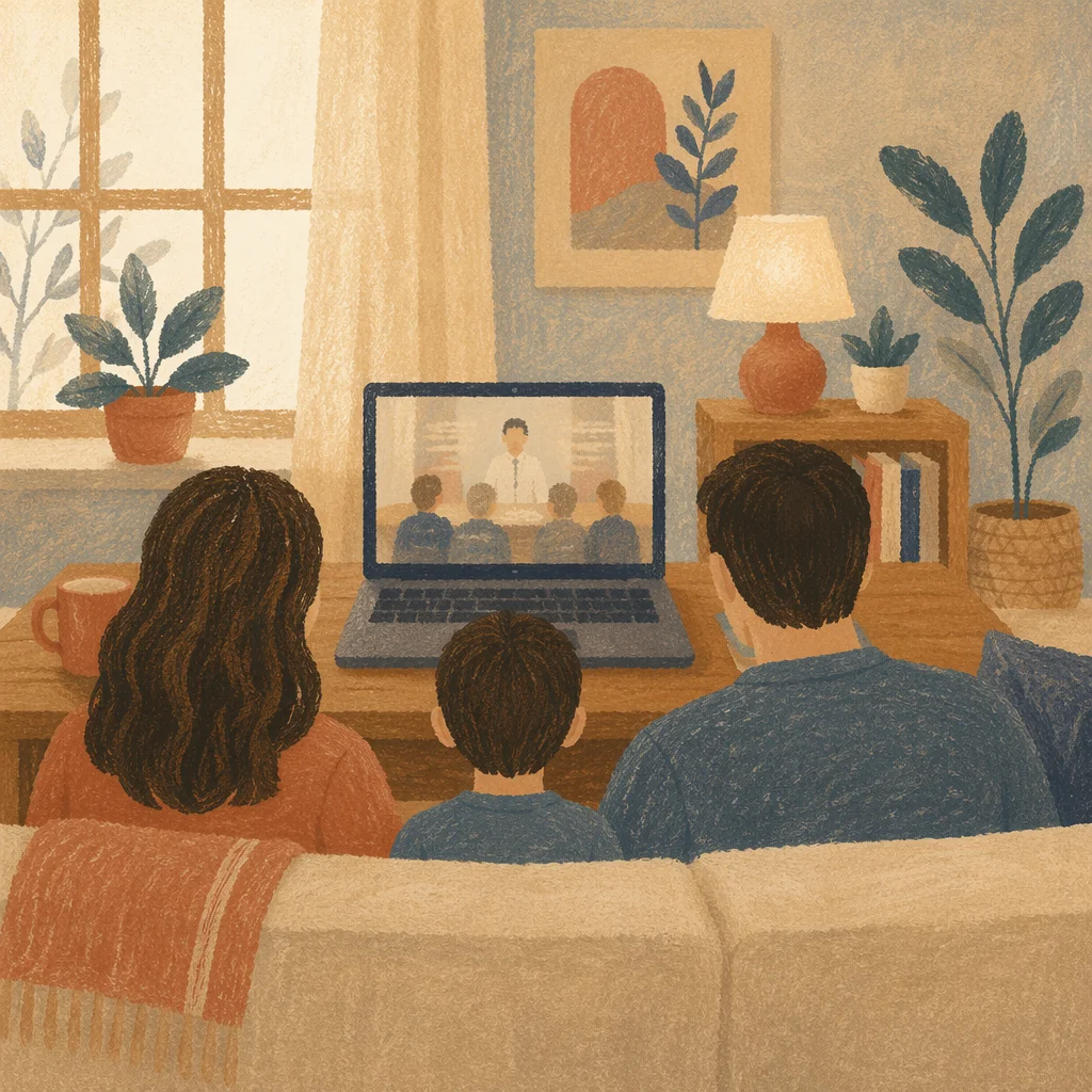 Family Watching Laptop Together at Home