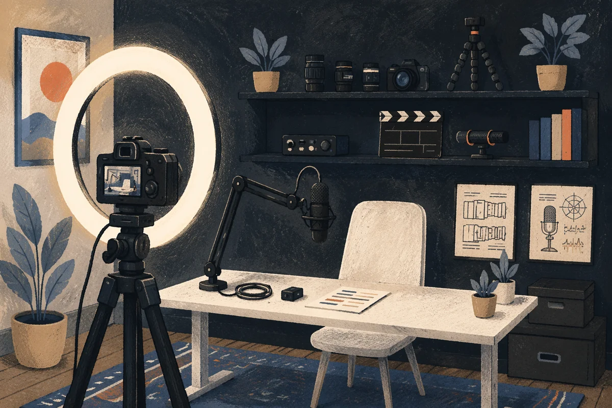 Ring Light Camera Vlog Studio Desk