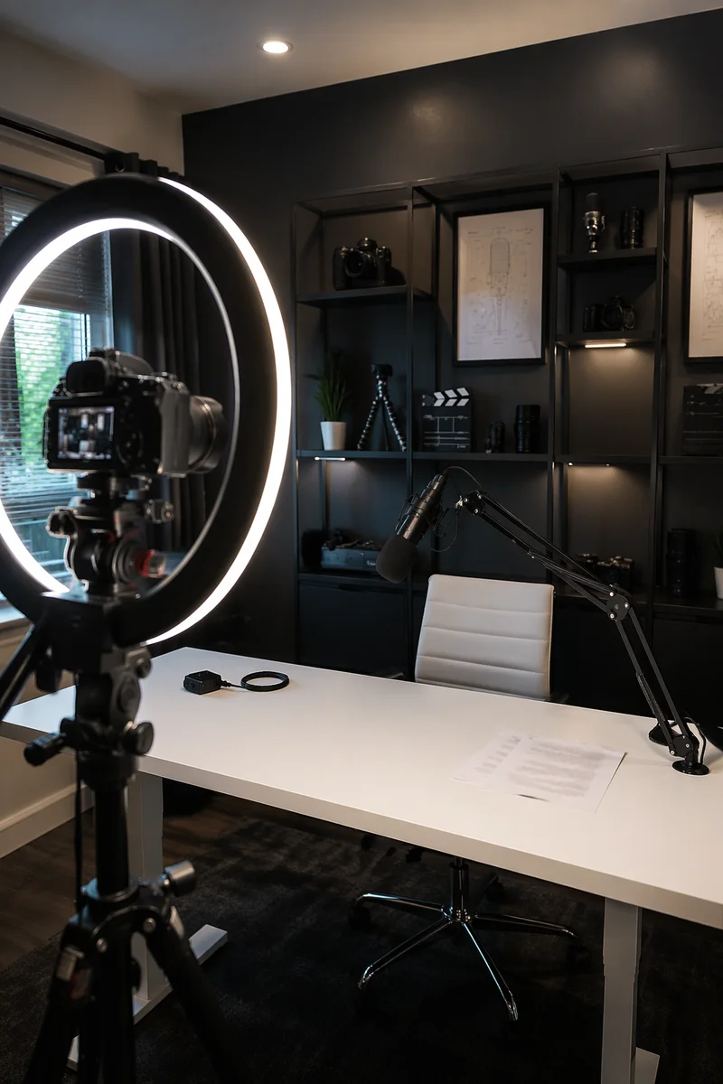 Ring Light Camera Vlog Studio Desk