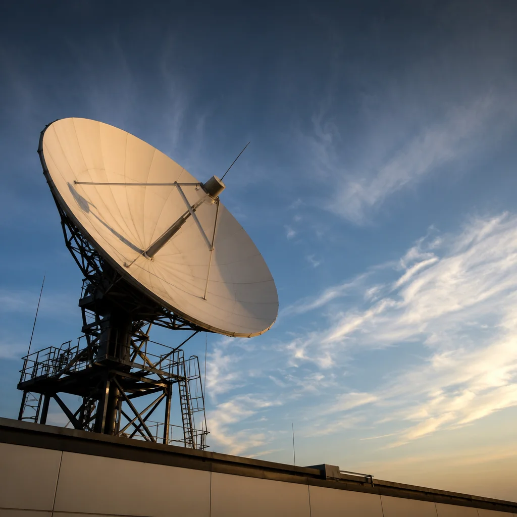 Satellite Dish Under Blue Communication Sky