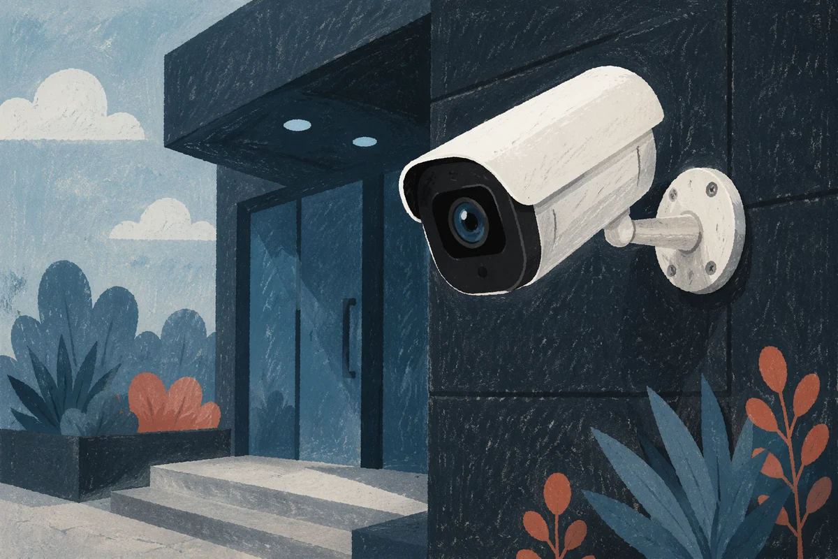 Exterior Security Camera on Modern Wall