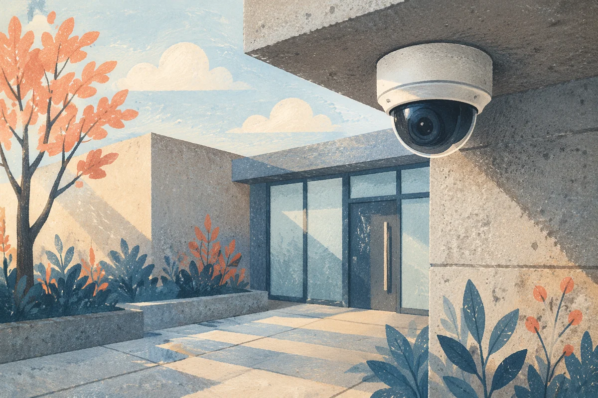 Modern Exterior Security Camera at Dawn