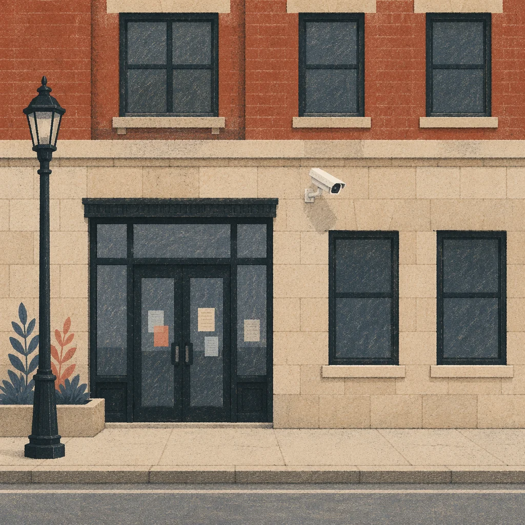Security Camera on Urban Building Facade