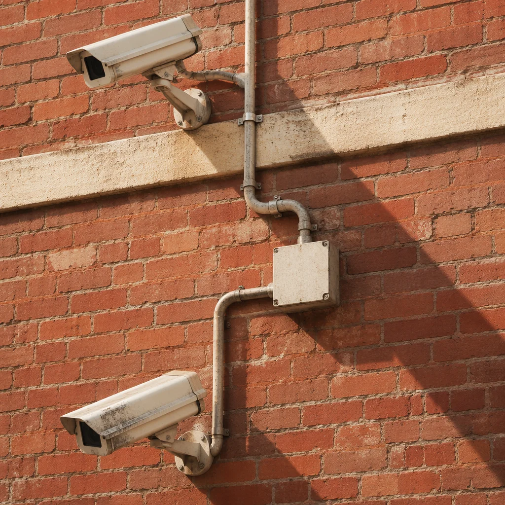 Outdoor Security Cameras on Brick Wall