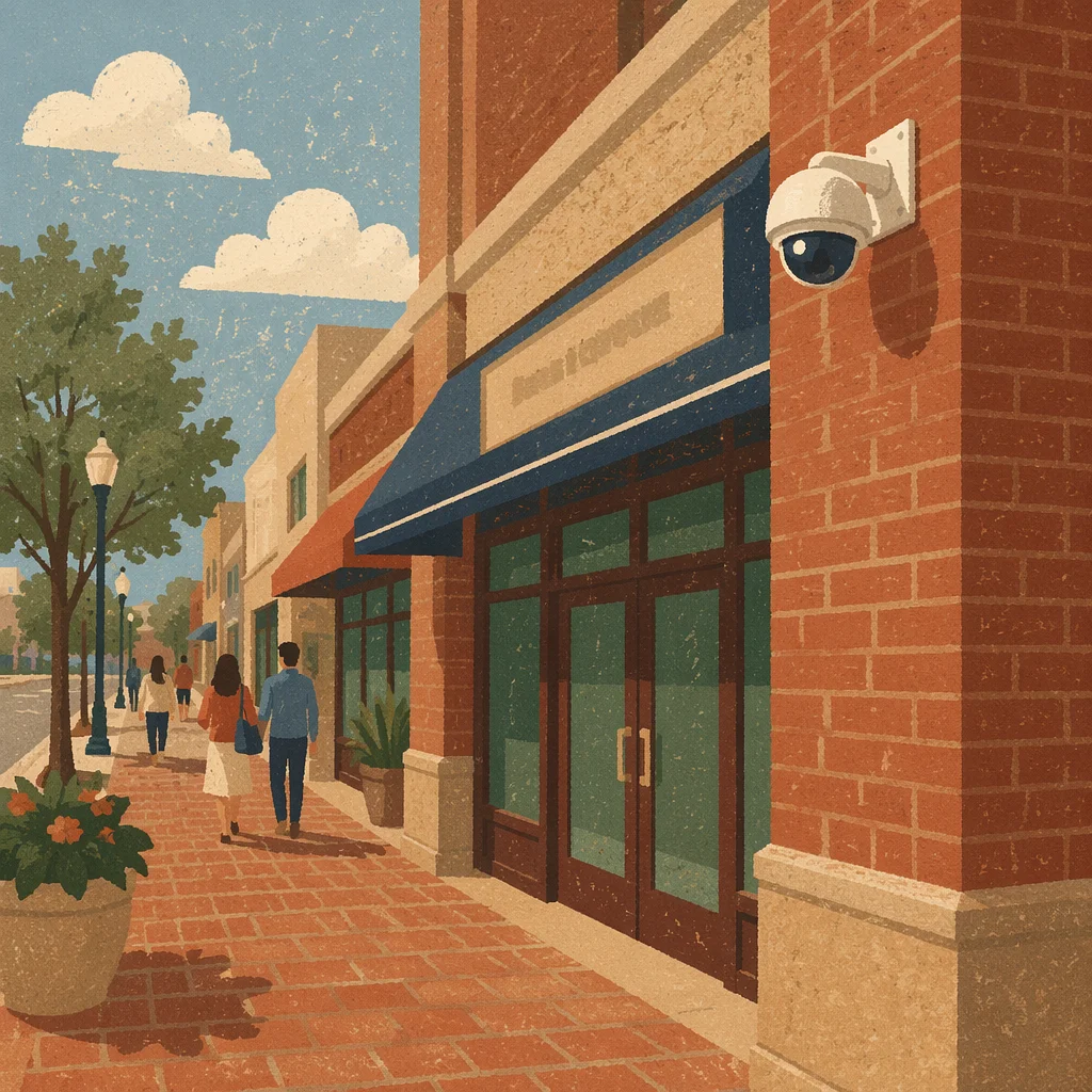 Security Camera on Brick Building Wall