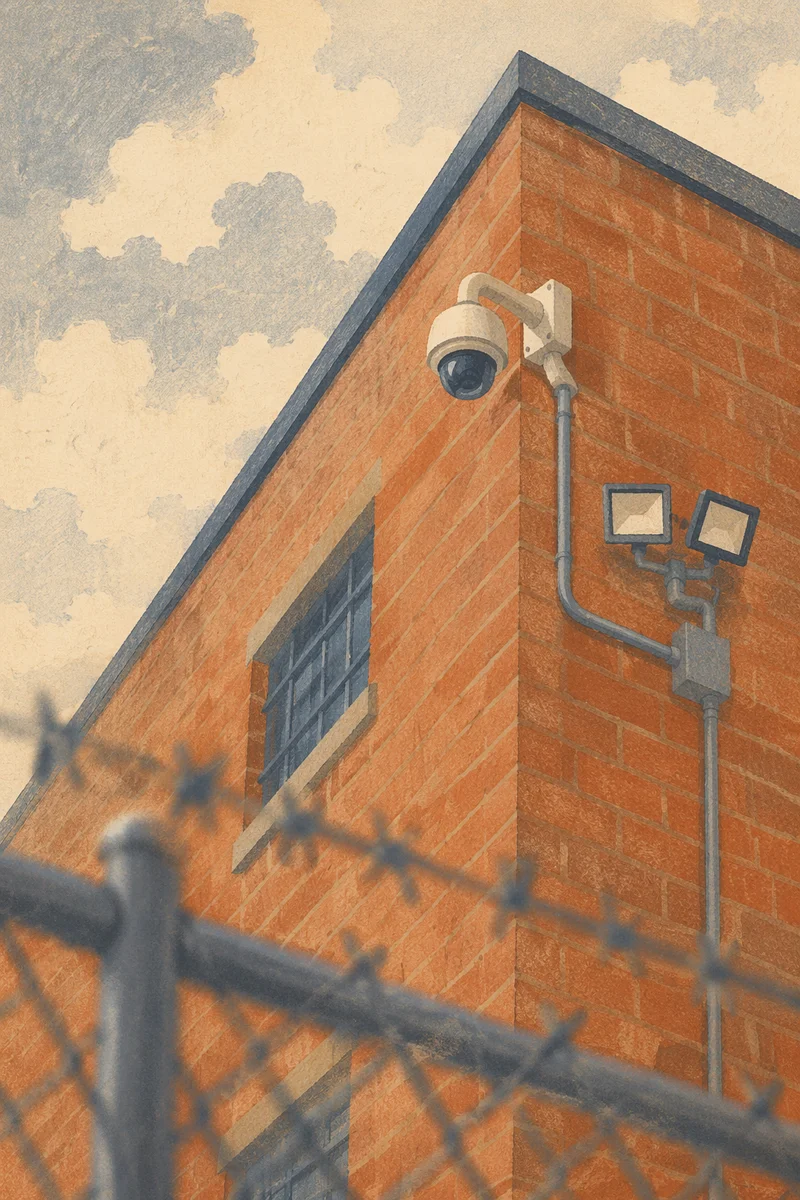 Dome Security Camera on Brick Building