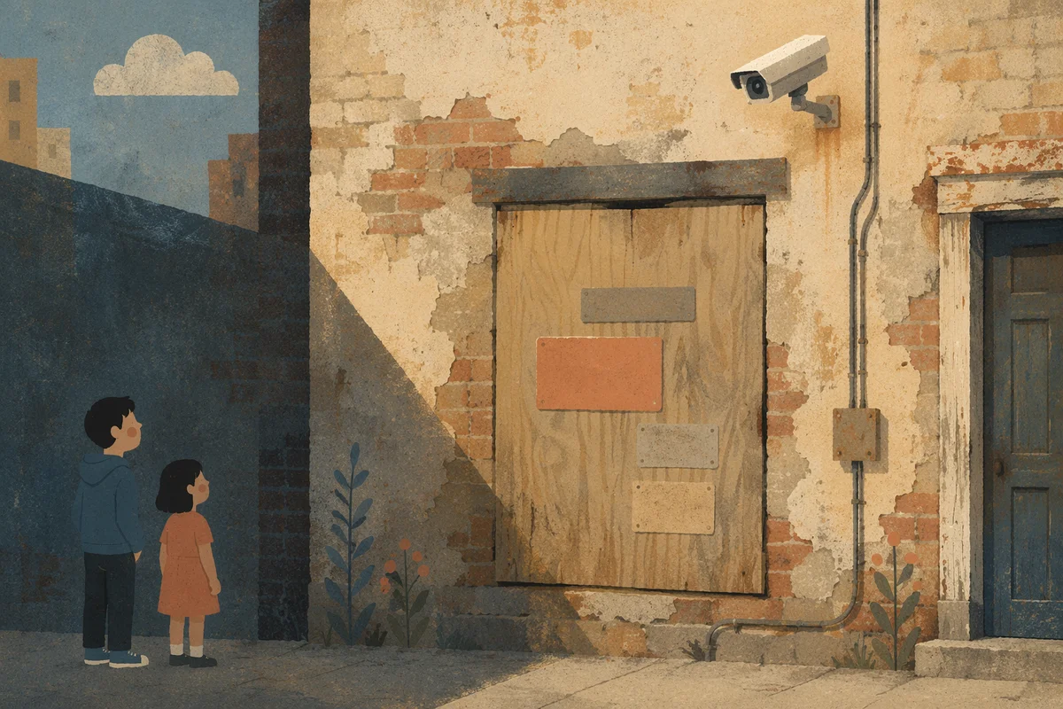 Urban Security Camera on Weathered Brick Wall