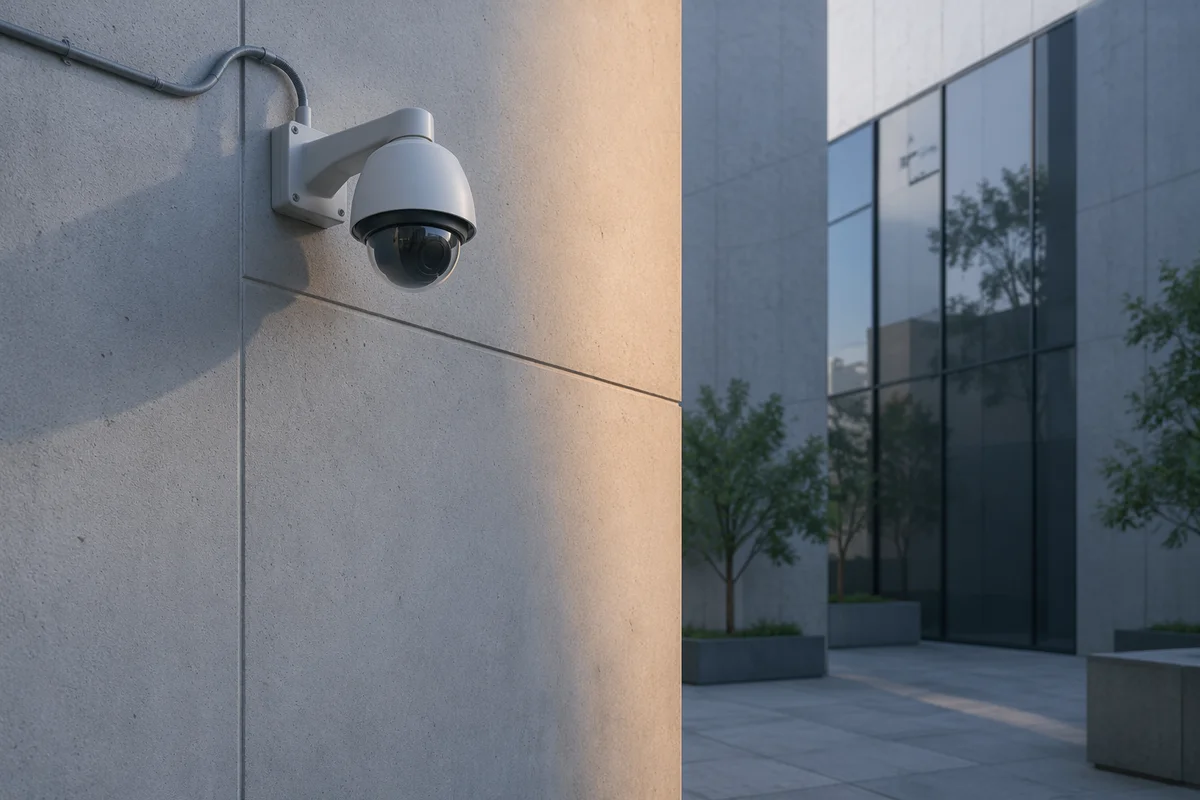 Security Camera on Modern Concrete Wall