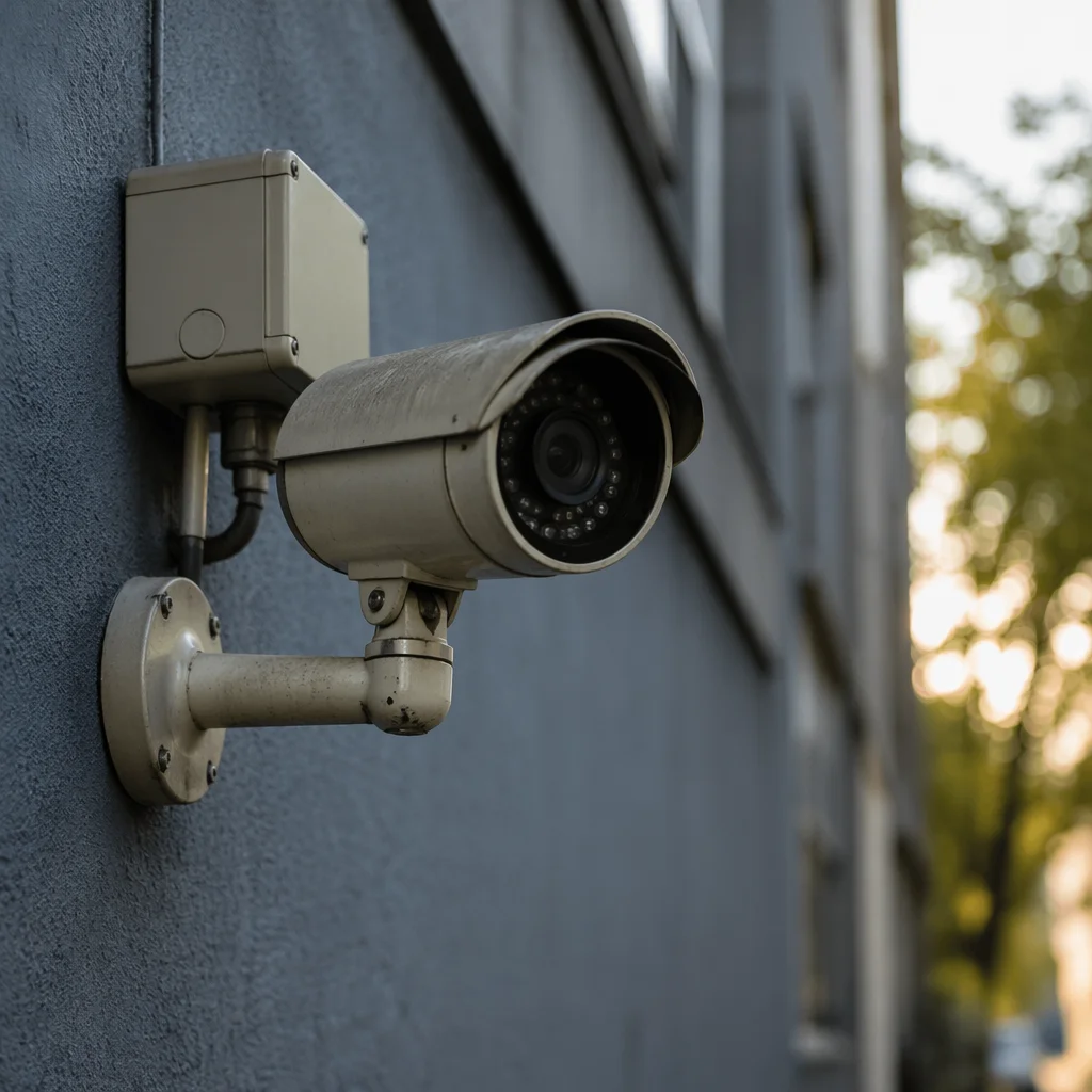 Wall Mounted Security Camera Surveillance Detail