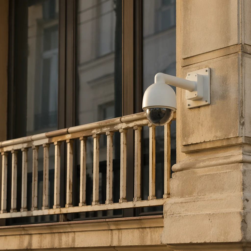 Urban Building Wall Security Camera Surveillance