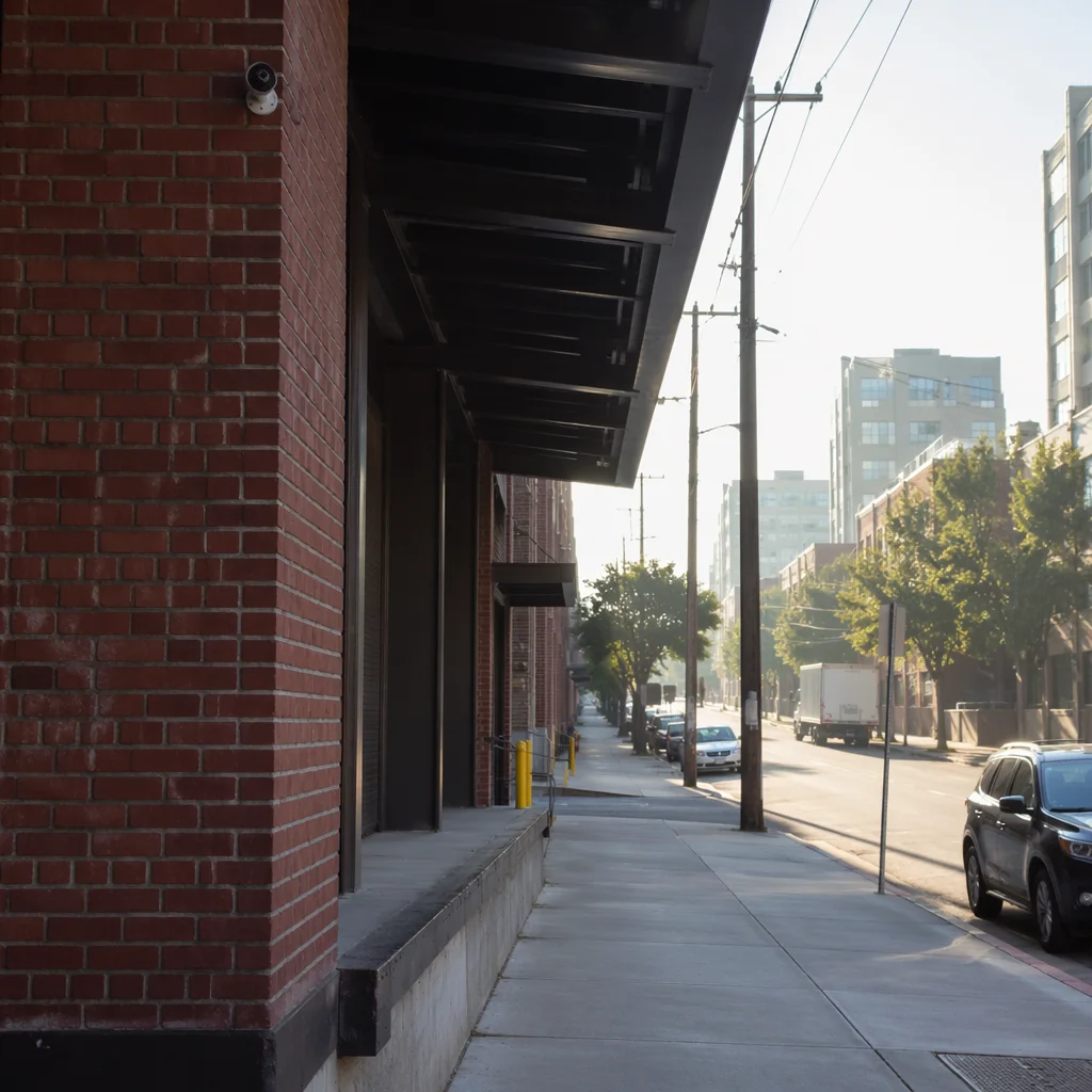 Urban Security Camera on Brick Building