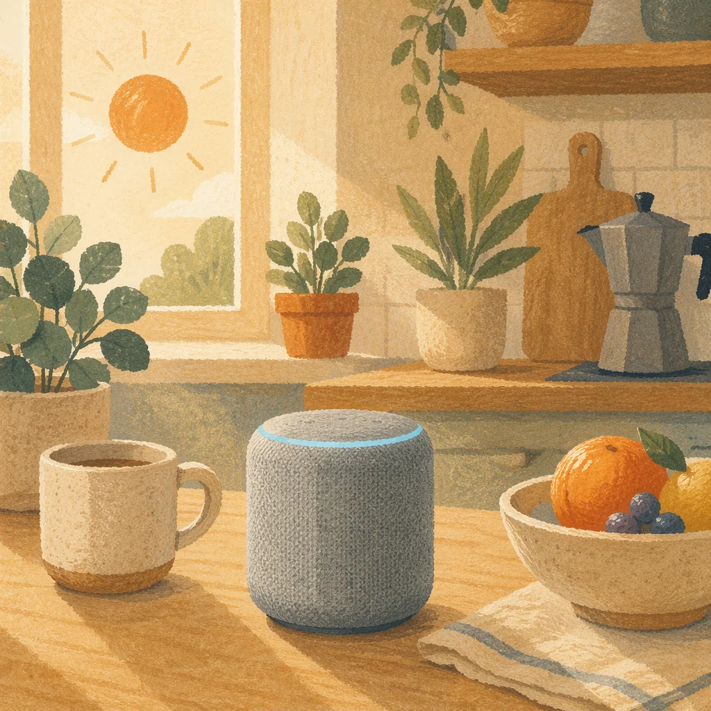 Smart Voice Assistant on Kitchen Counter
