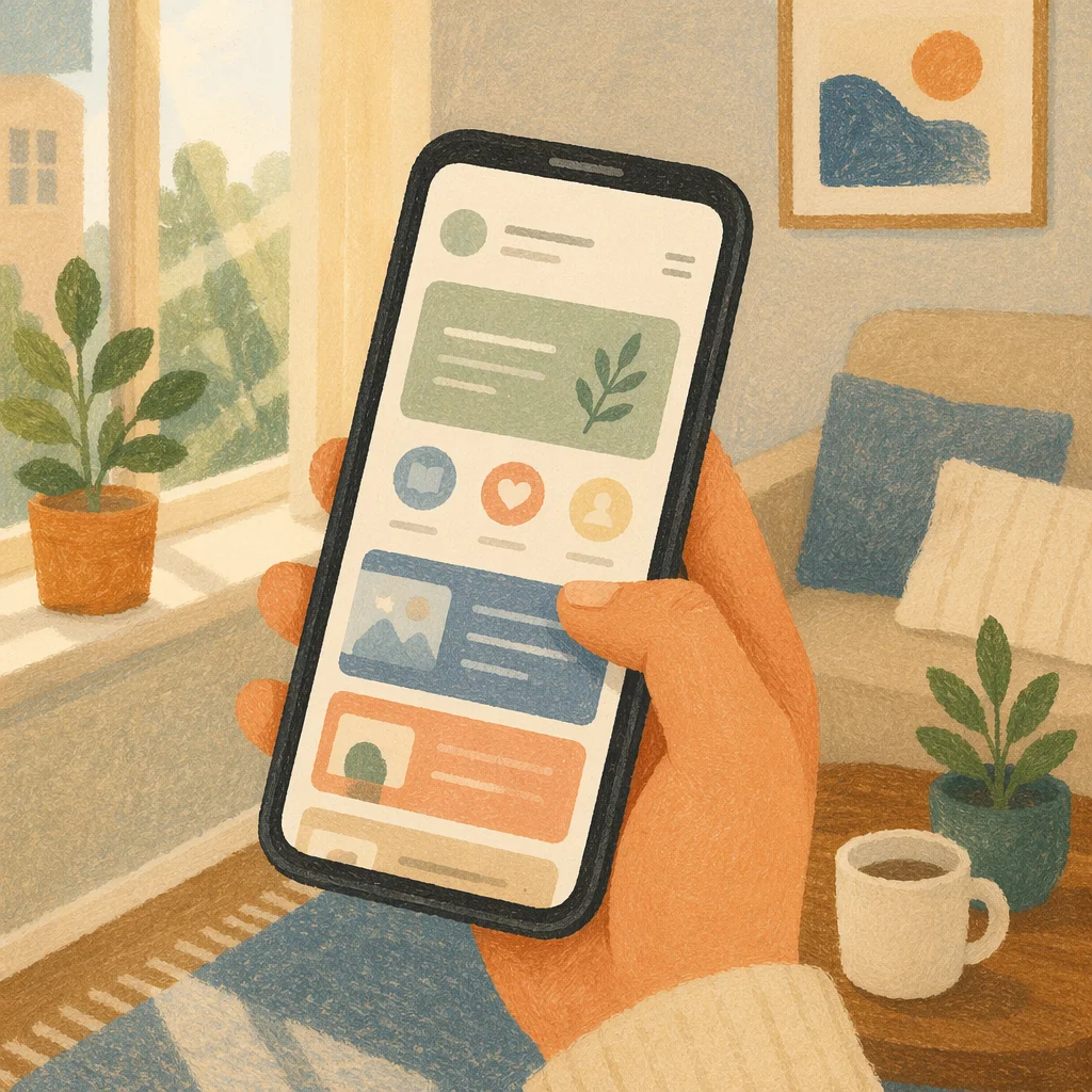 Smartphone App Screen in Hand Close-Up