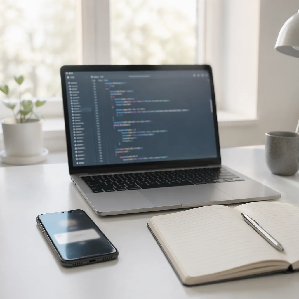 Smartphone Notification Glow on Minimal Desk