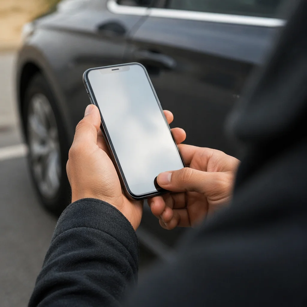 Close-Up Hands Holding Smartphone Screen