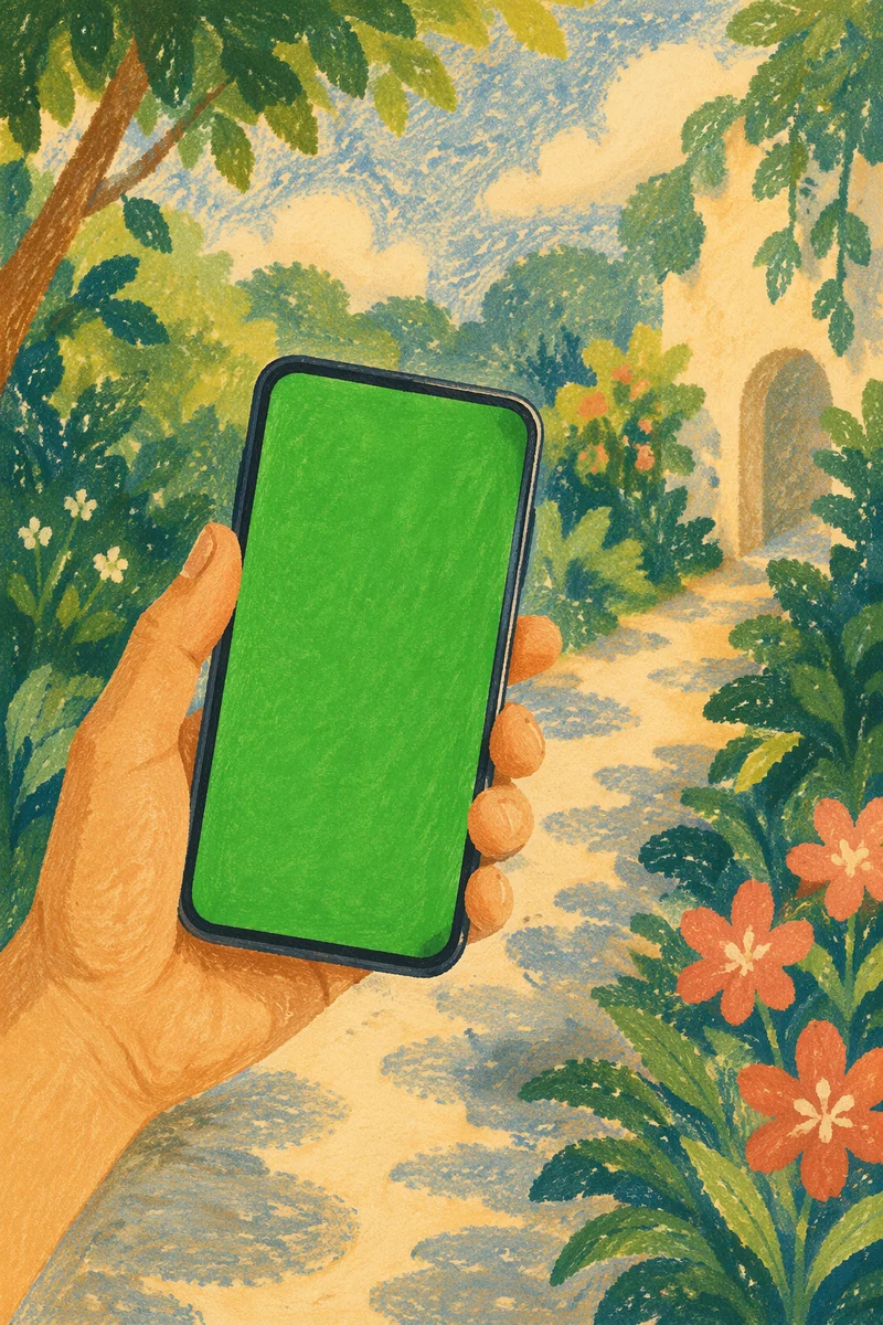 Hand Holding Smartphone with Green Screen