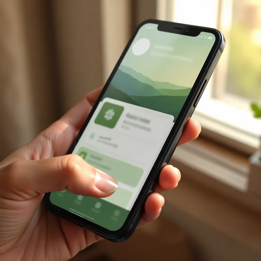 Hand Holding Smartphone With Wellness App