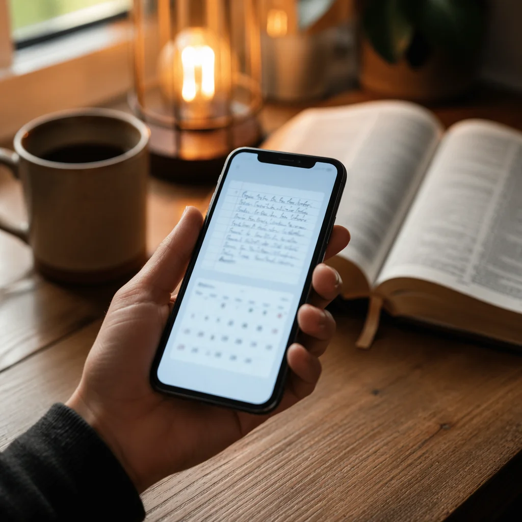 Morning Prayer Notes on Smartphone Screen