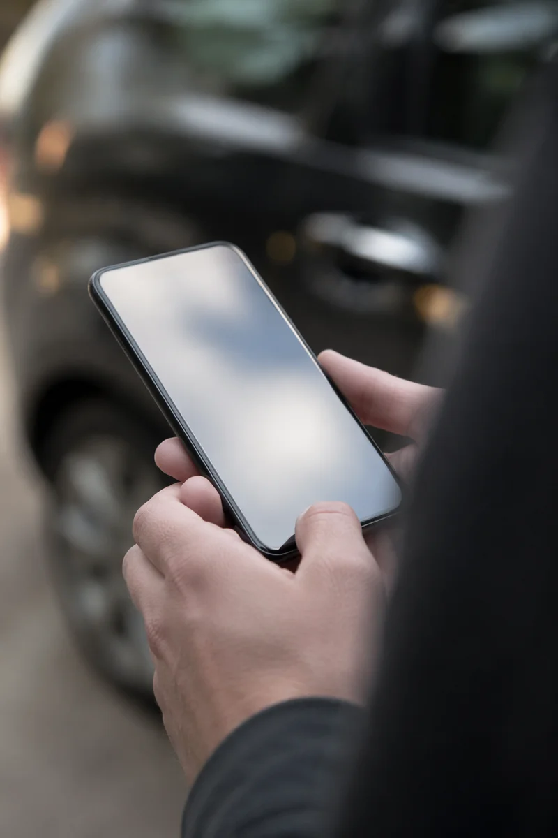 Close-Up Hands Holding Blank Smartphone