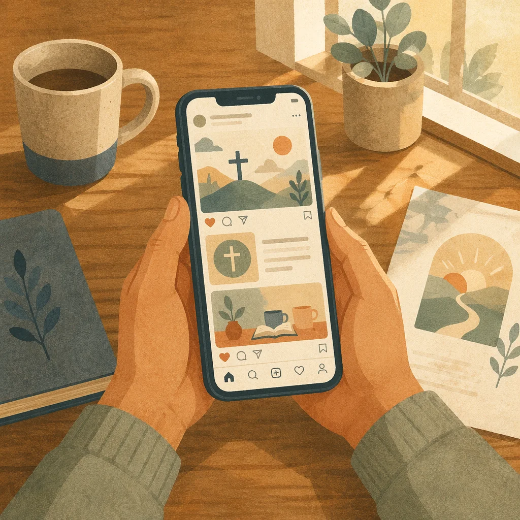 Christian Social Media Feed on Smartphone