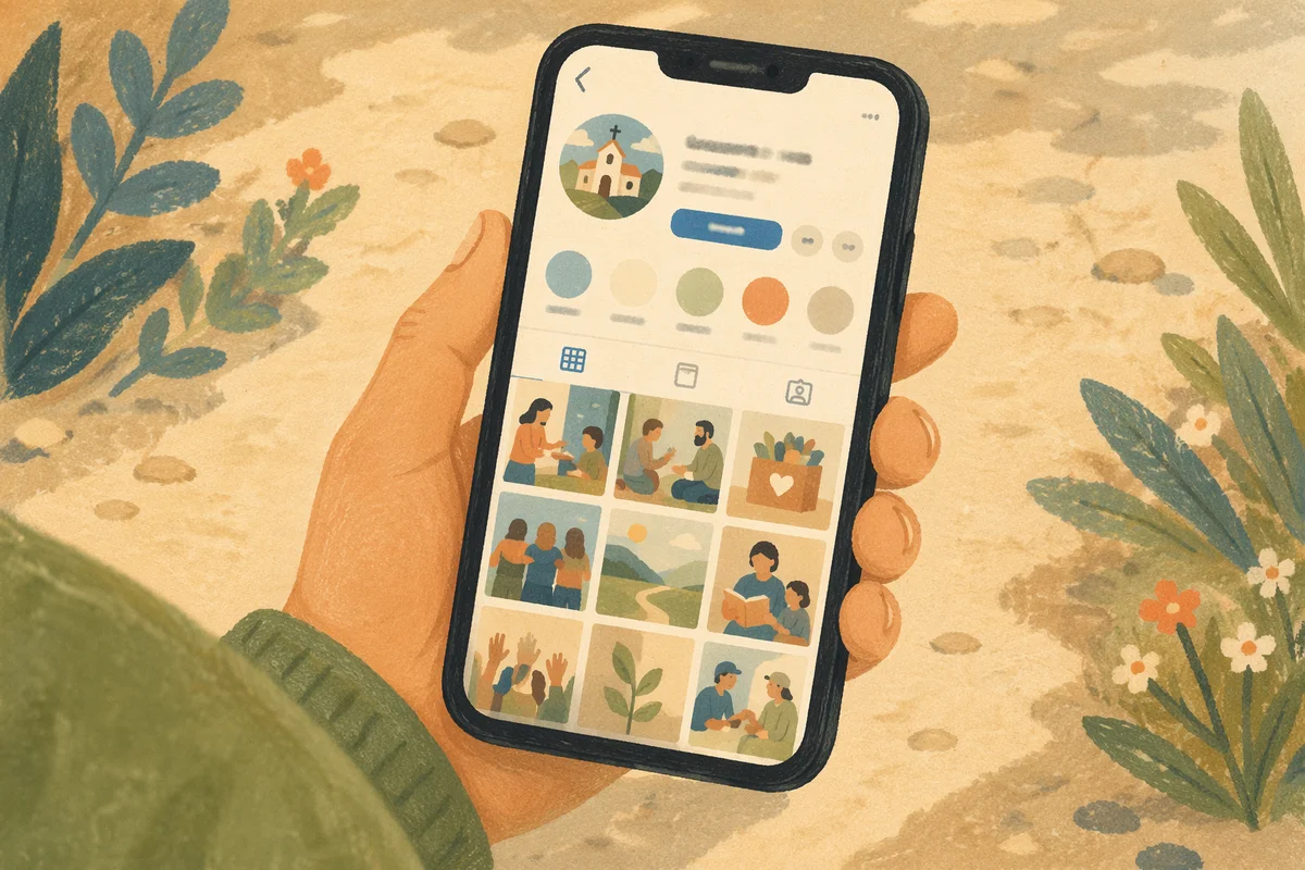 Hand Holding Smartphone with Social Media Profile