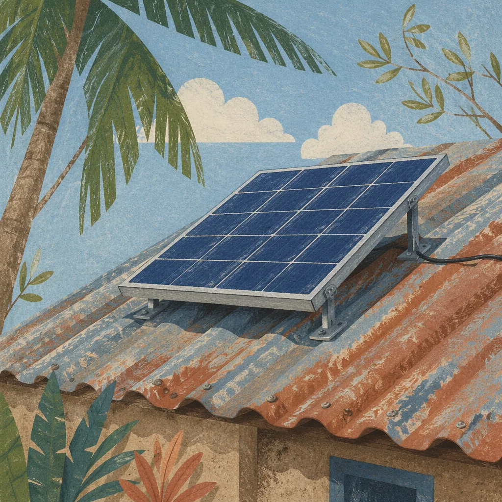 Rooftop Solar Panel in Tropical Sunlight