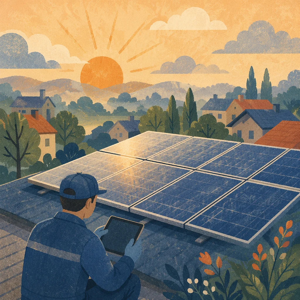 Solar Rooftop at Hopeful Sunrise