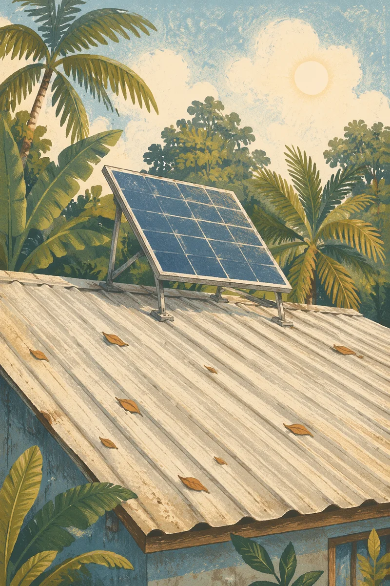 Rooftop Solar Panel in Tropical Sunlight