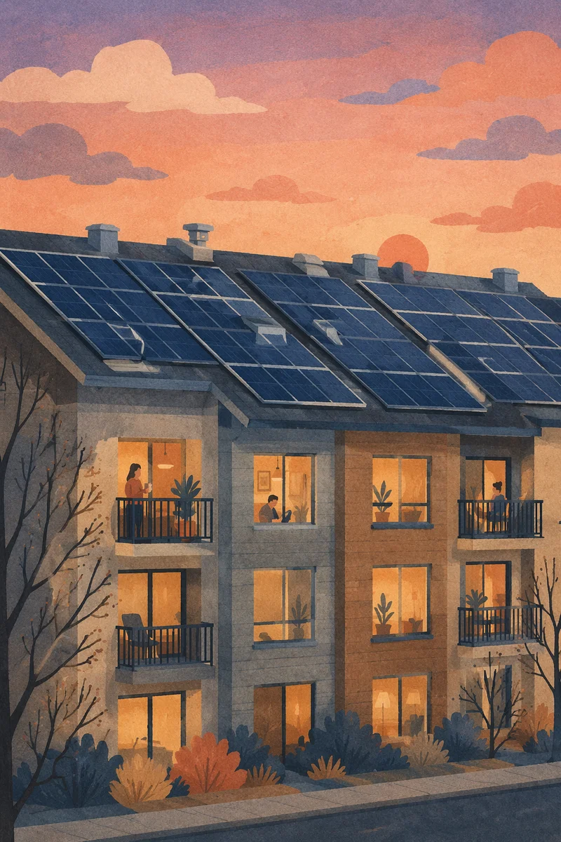 Solar Rooftop Apartments at Sunset