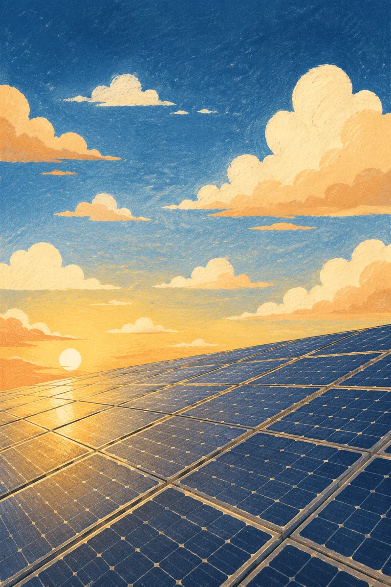 Sunset Rooftop Solar Panels for Clean Energy
