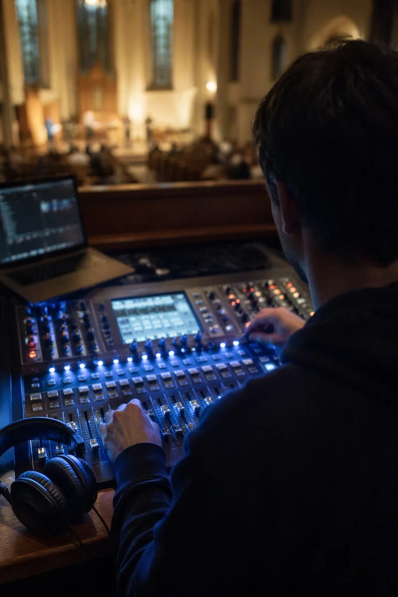 Church Audio Engineer at Mixing Console