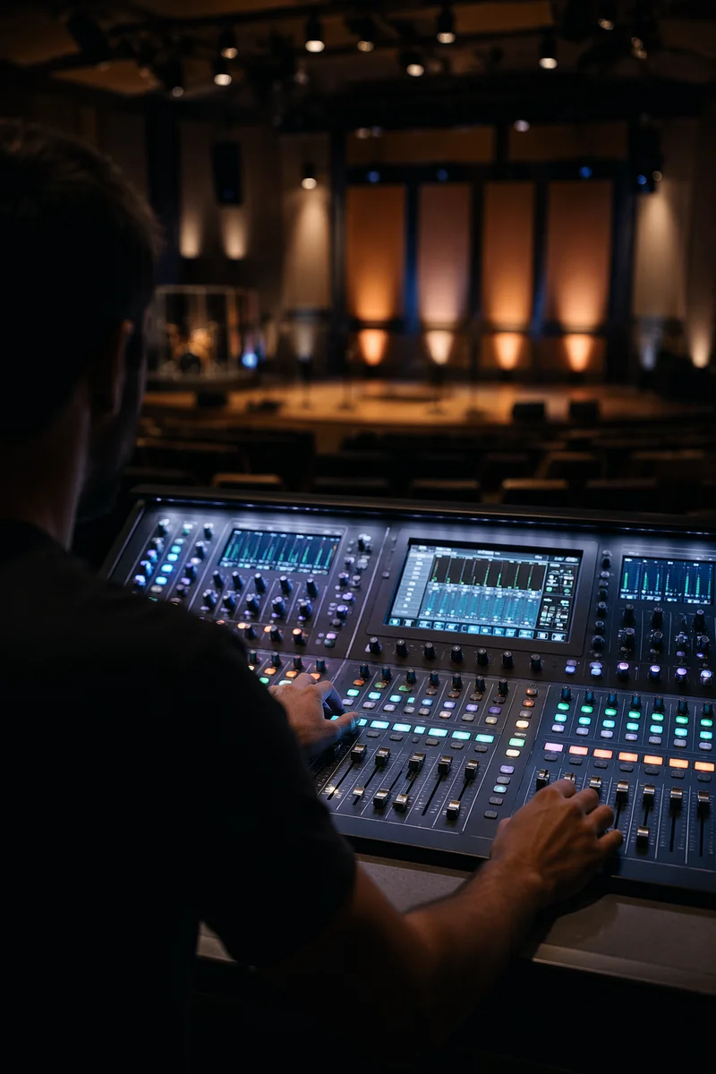 Church Audio Engineer at Mixing Console