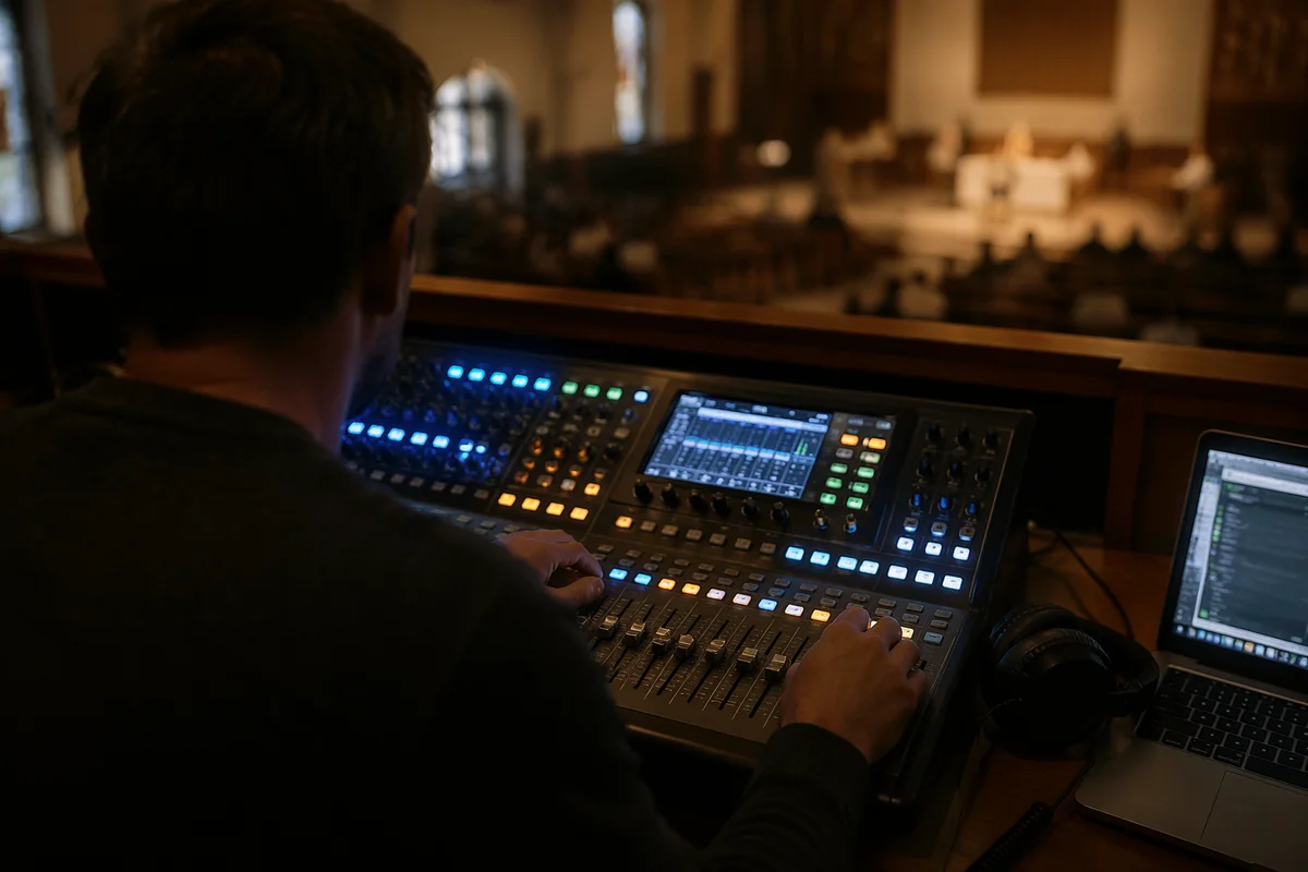 Church Audio Engineer at Mixing Console