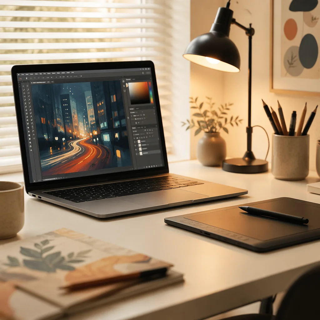 Cozy Digital Art Workspace With Tablet