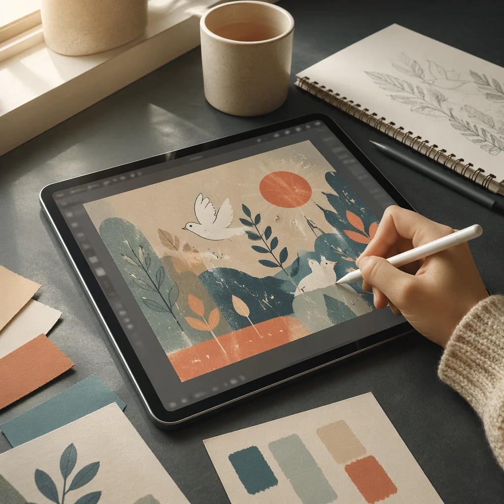 Tablet and Stylus Digital Art Workspace
