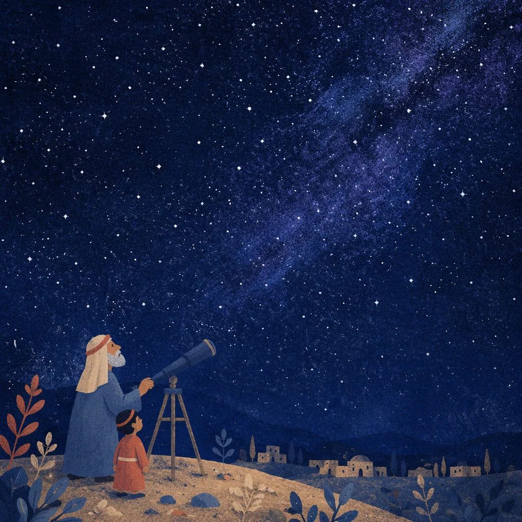 Telescope Under Vast Starry Night Sky