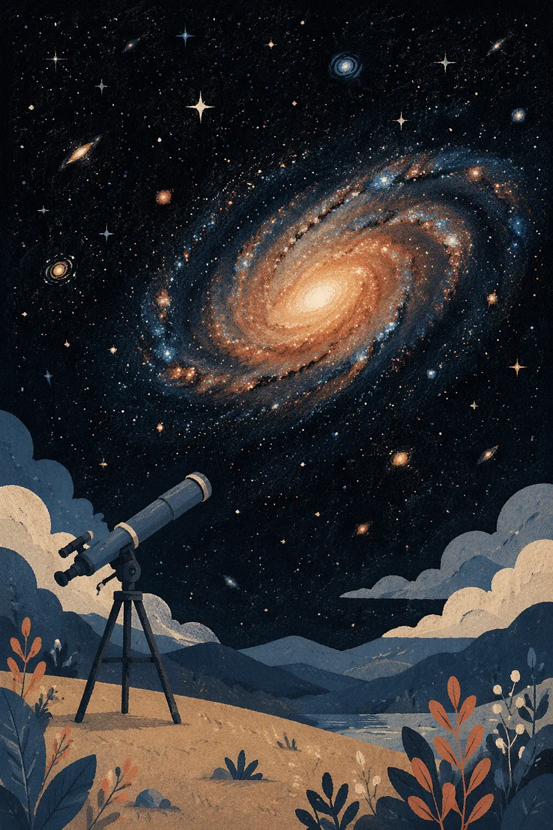 Telescope Under Awe Inspiring Galaxy Sky