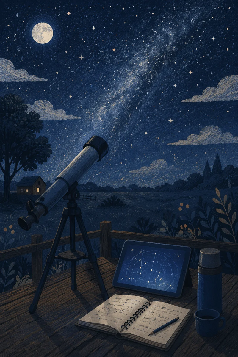 Telescope Under Starry Rural Night Sky